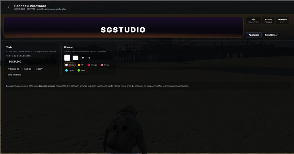 /gestion > Monde > Vinewood : aperçu, texte, couleur hex et presets